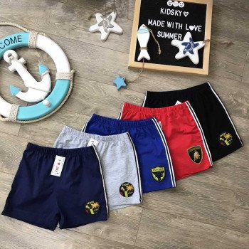 Quần đùi cotton bé trai hè chạy dây -Q20196